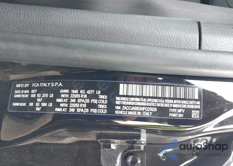 2017 Jeep Renegade Altitude Fwd from USA, damaged, VIN ZACCJABB3HPG25626